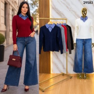 SUETER DE TEJIDO CON CUELLO TIPO CAMISA 9583