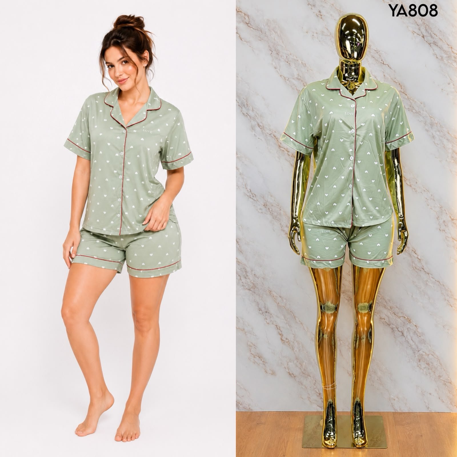 PIJAMA DE SHORT Y BLUSA TIPO CAMISA 808 - Image 4