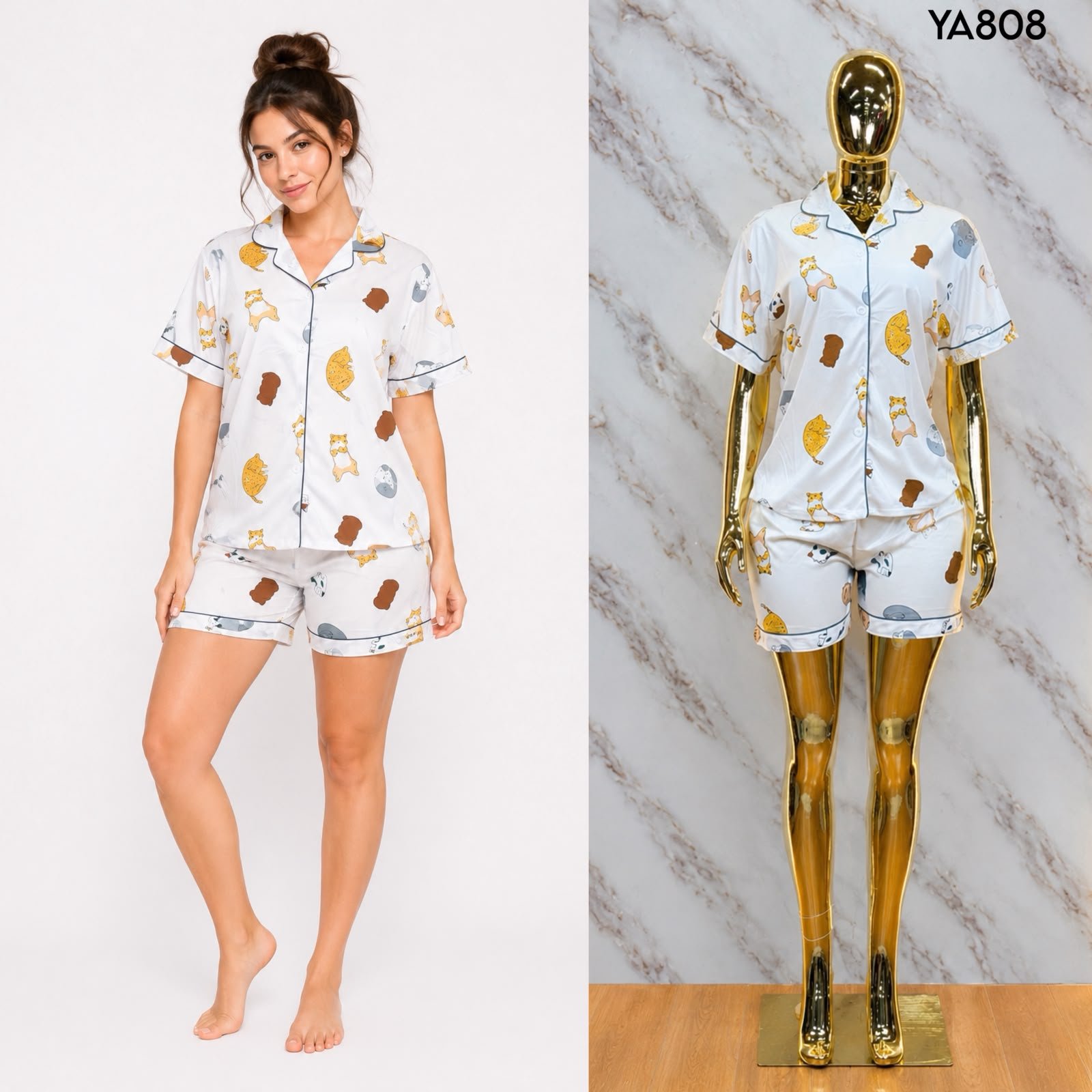 PIJAMA DE SHORT Y BLUSA TIPO CAMISA 808 - Image 6