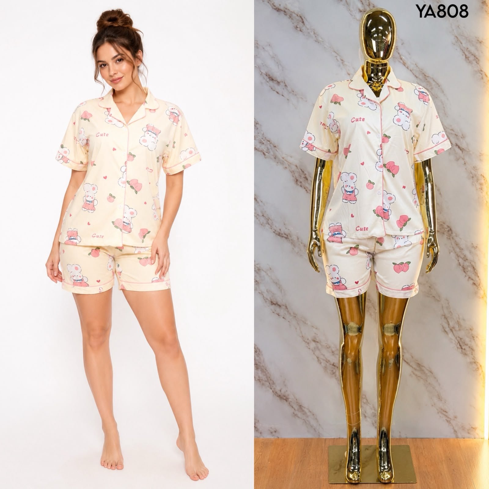 PIJAMA DE SHORT Y BLUSA TIPO CAMISA 808 - Image 7