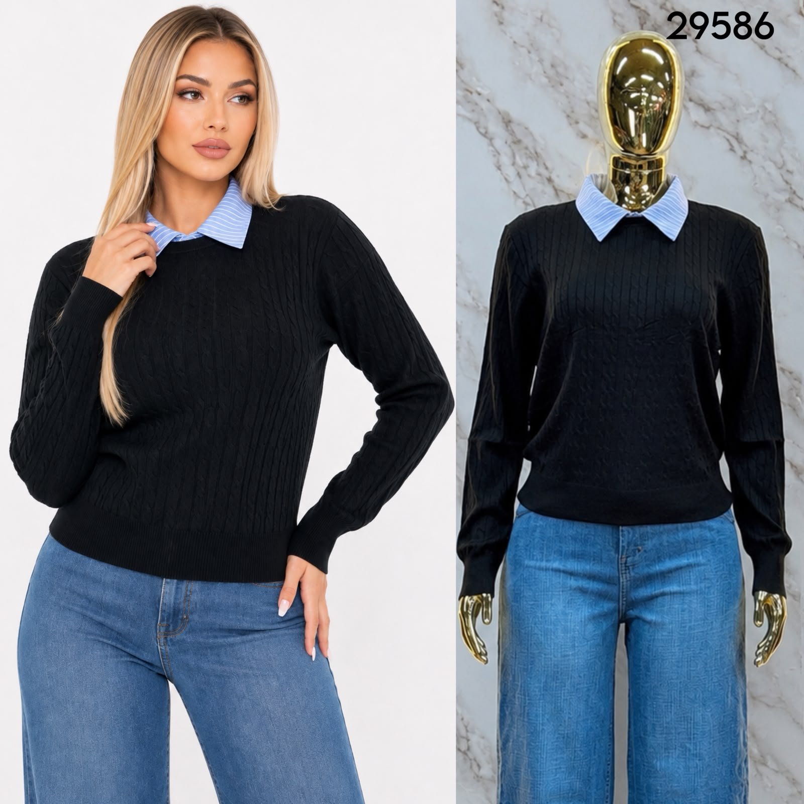 SUETER DE TEJIDO CON CUELLO TIPO CAMISA 9586 - Image 3