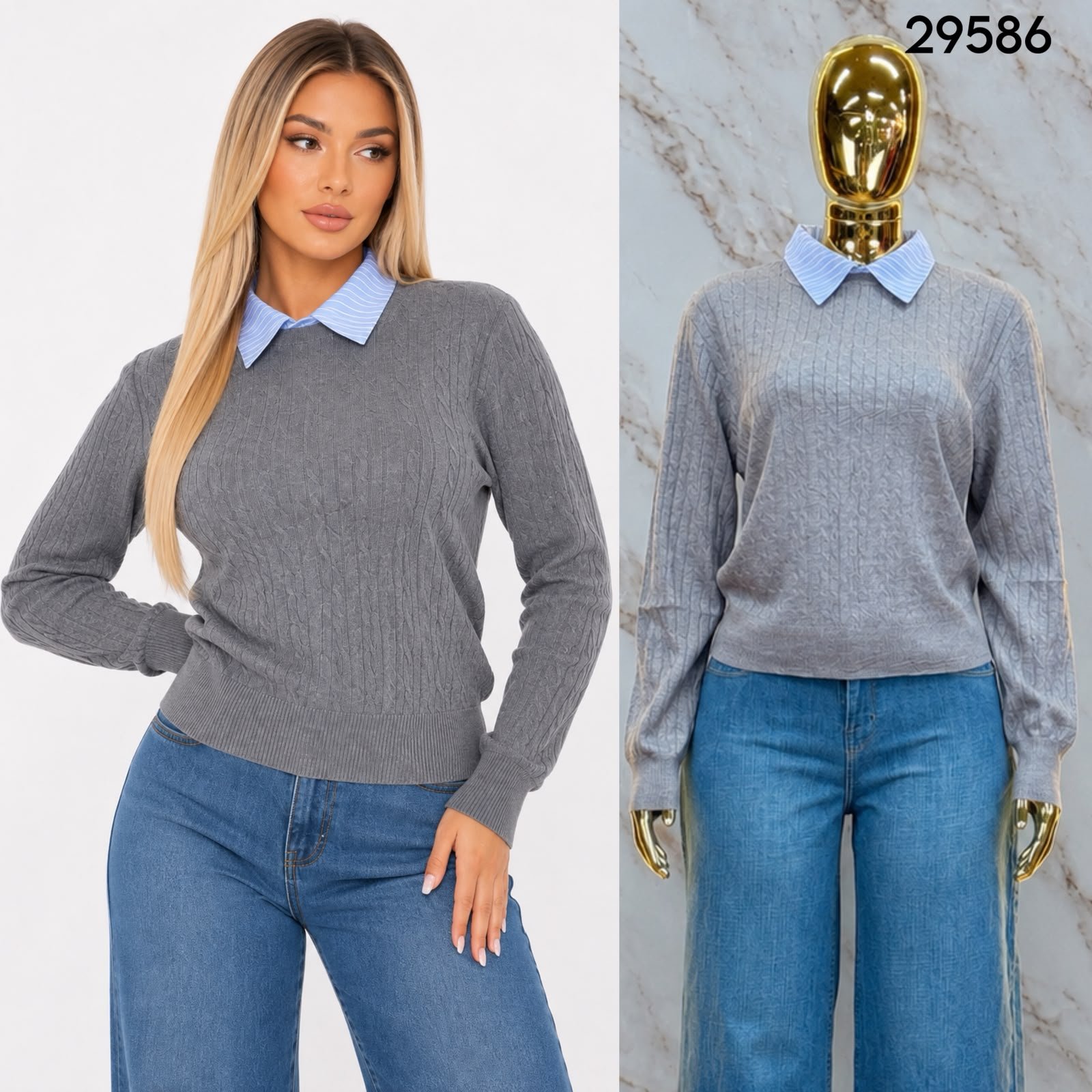 SUETER DE TEJIDO CON CUELLO TIPO CAMISA 9586 - Image 4
