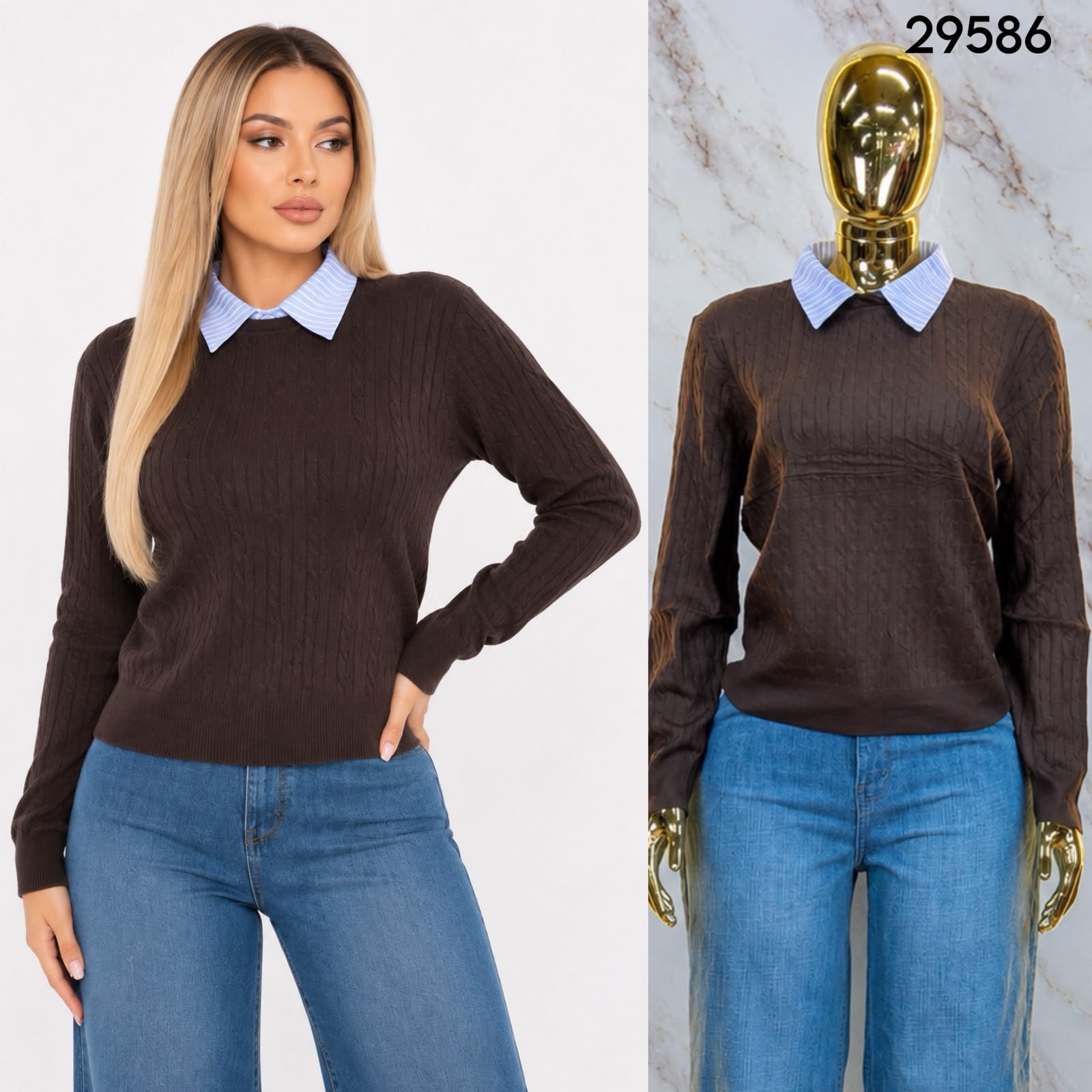SUETER DE TEJIDO CON CUELLO TIPO CAMISA 9586 - Image 5