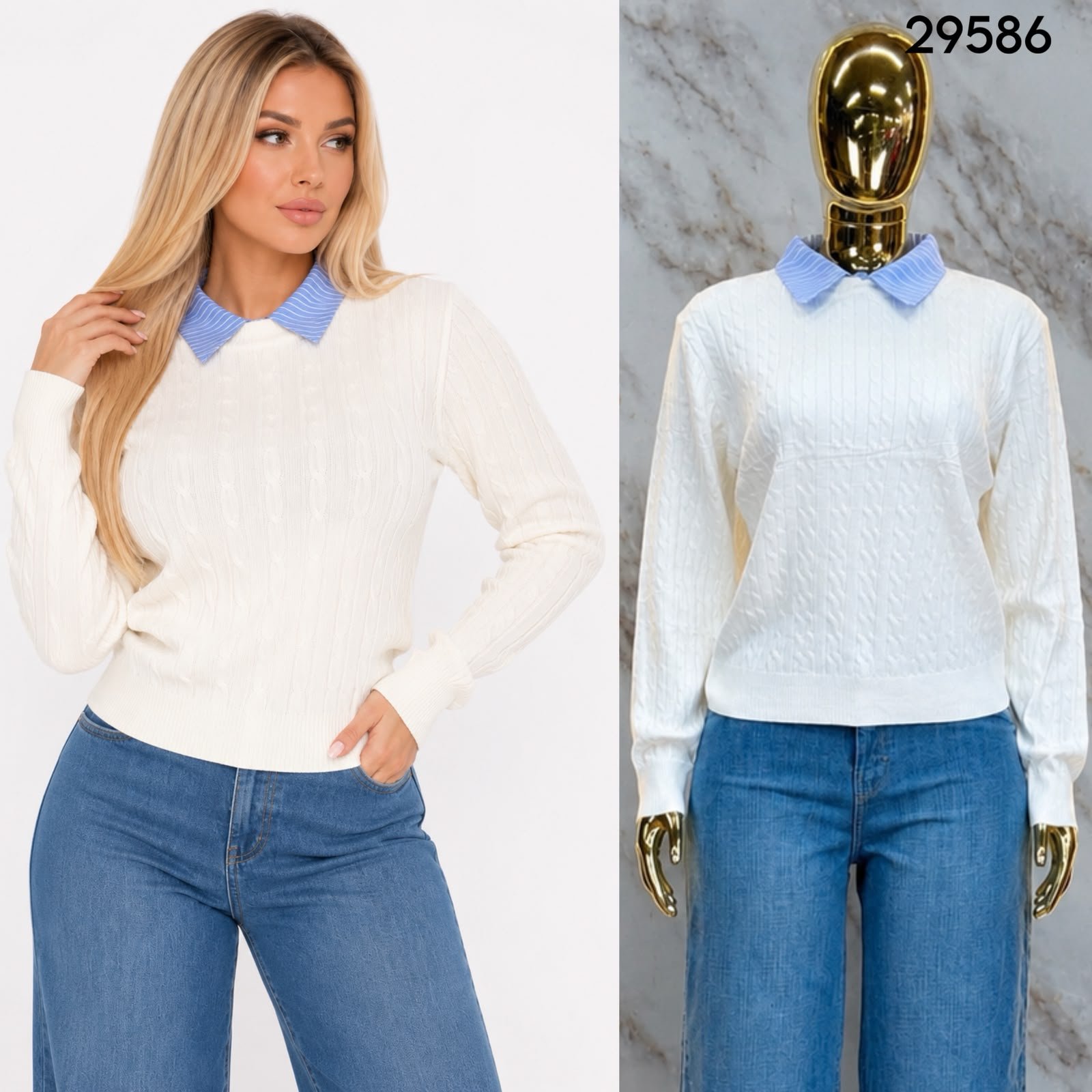 SUETER DE TEJIDO CON CUELLO TIPO CAMISA 9586 - Image 2