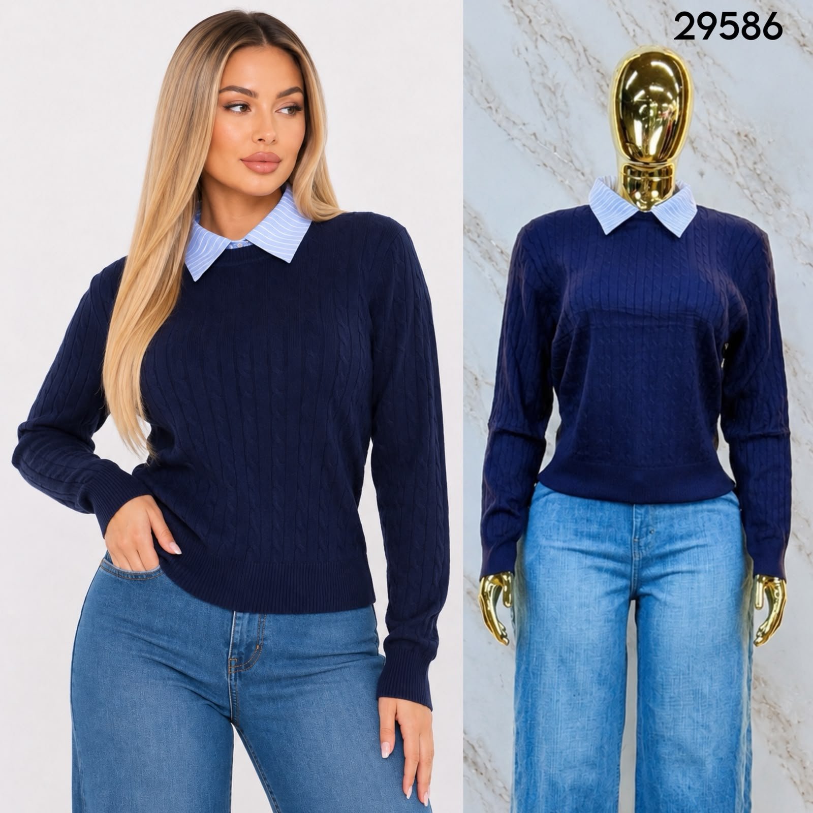 SUETER DE TEJIDO CON CUELLO TIPO CAMISA 9586 - Image 7