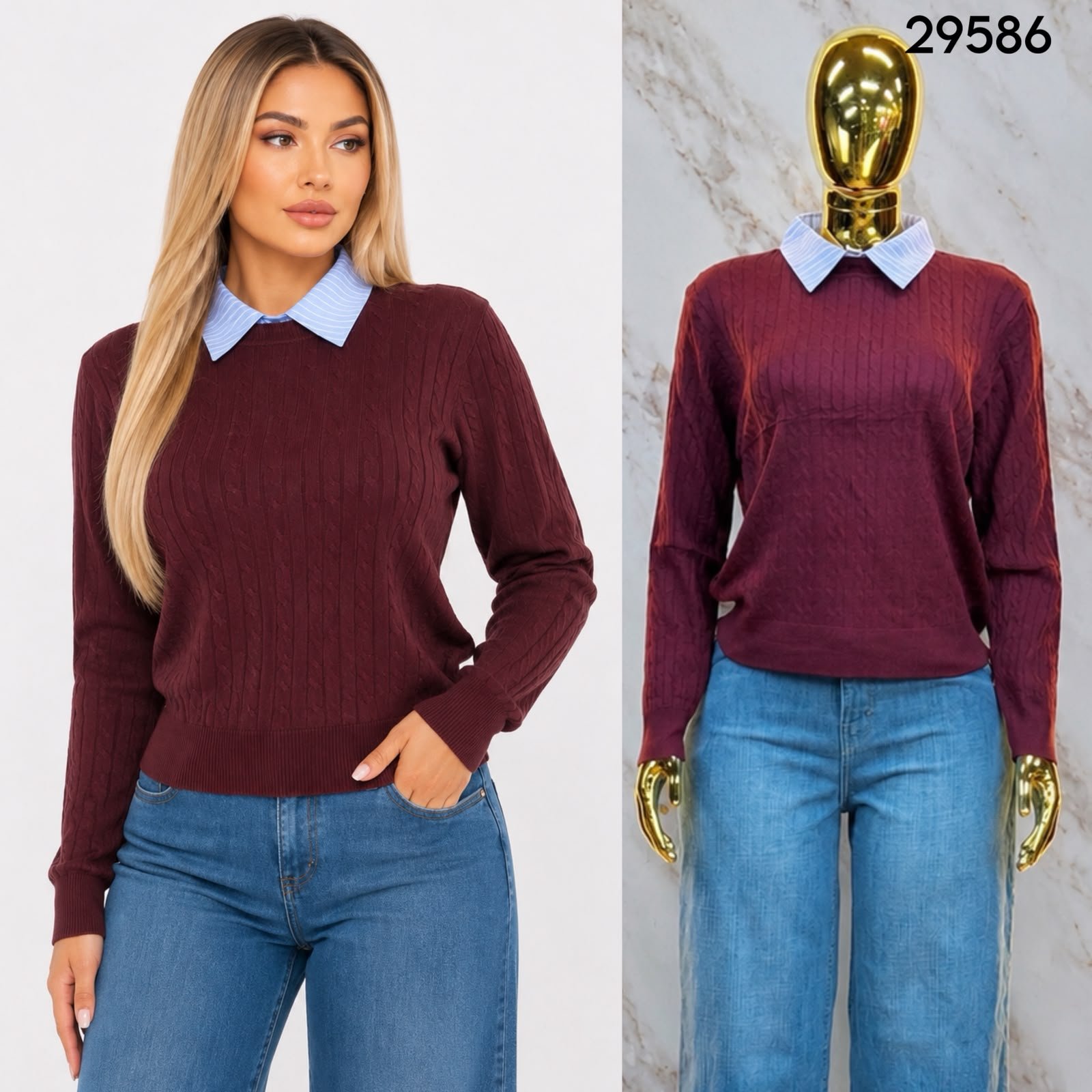 SUETER DE TEJIDO CON CUELLO TIPO CAMISA 9586 - Image 6