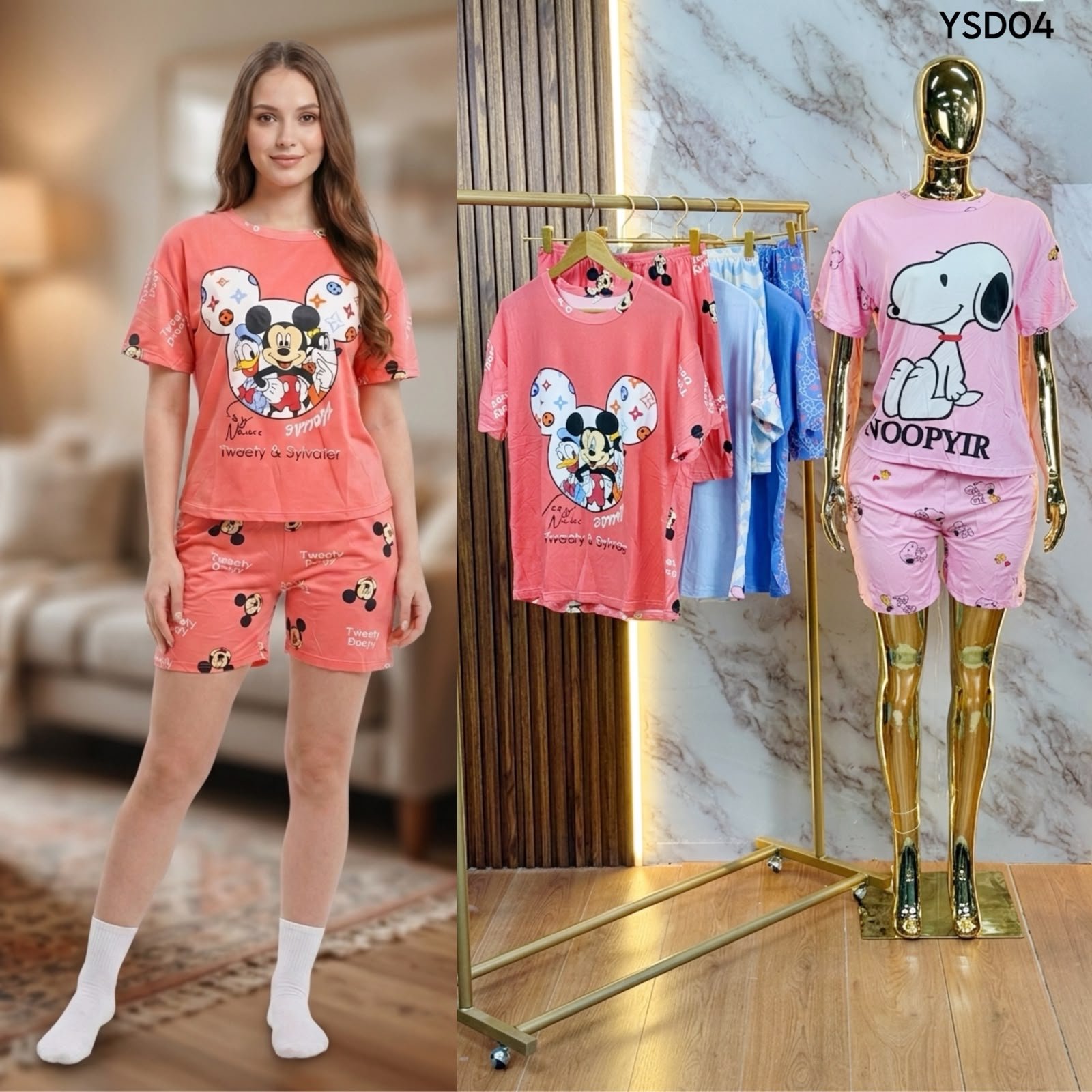 PIJAMA DE SHORT Y BLUSA PERSONAJES D04