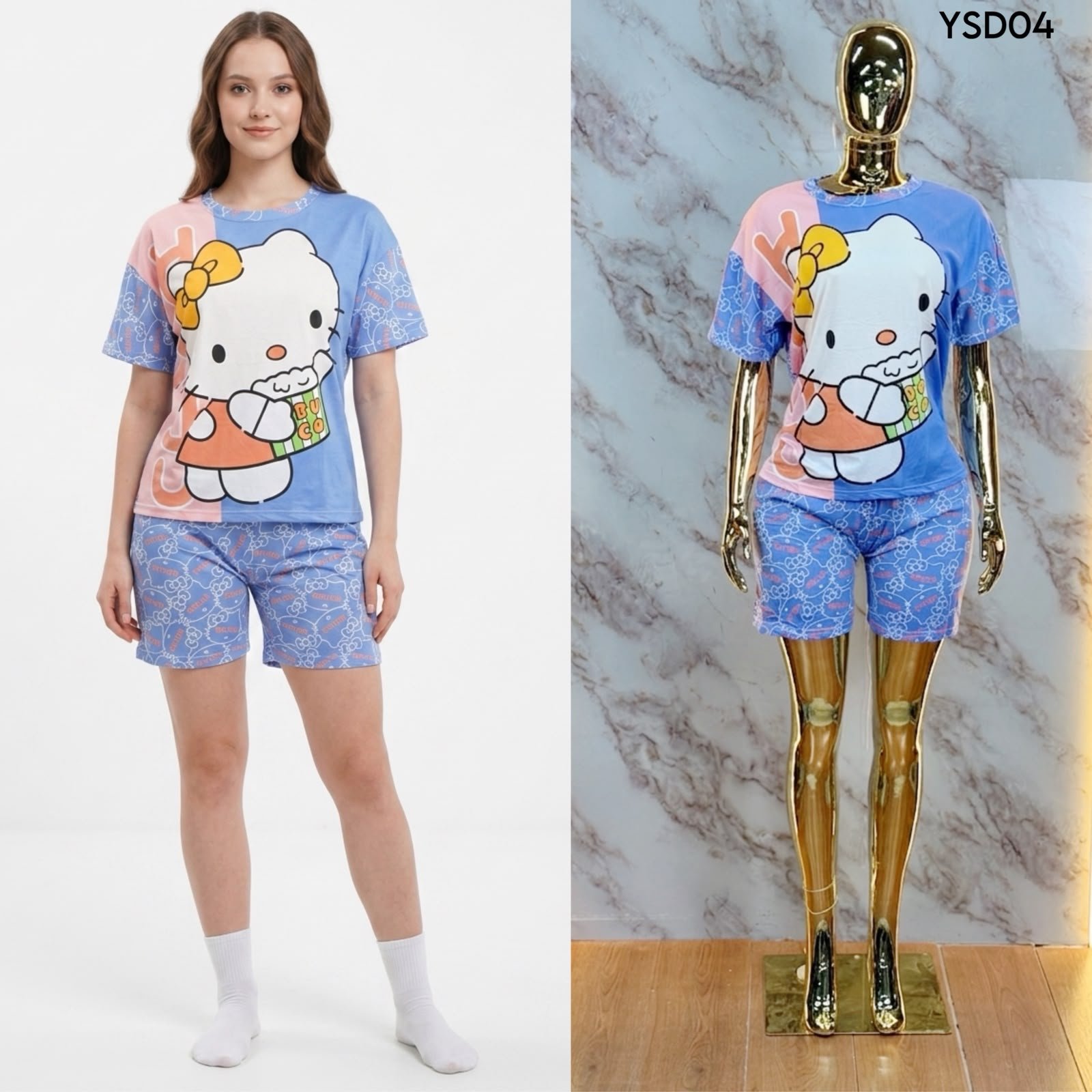 PIJAMA DE SHORT Y BLUSA PERSONAJES D04 - Image 3
