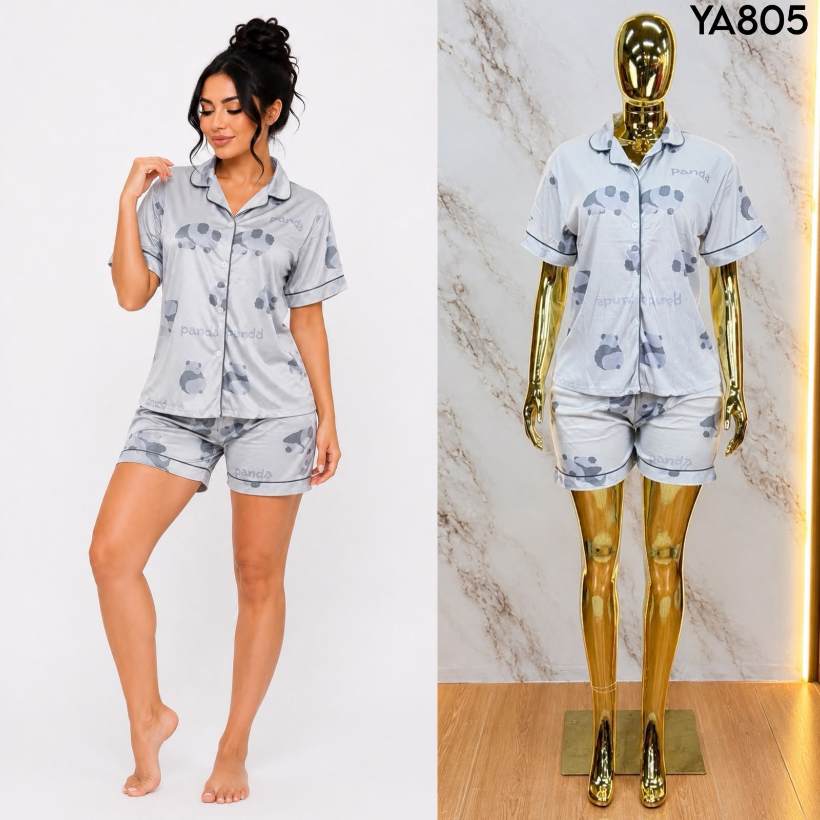 PIJAMA DE CAMISA + SHORT A805 - Image 2