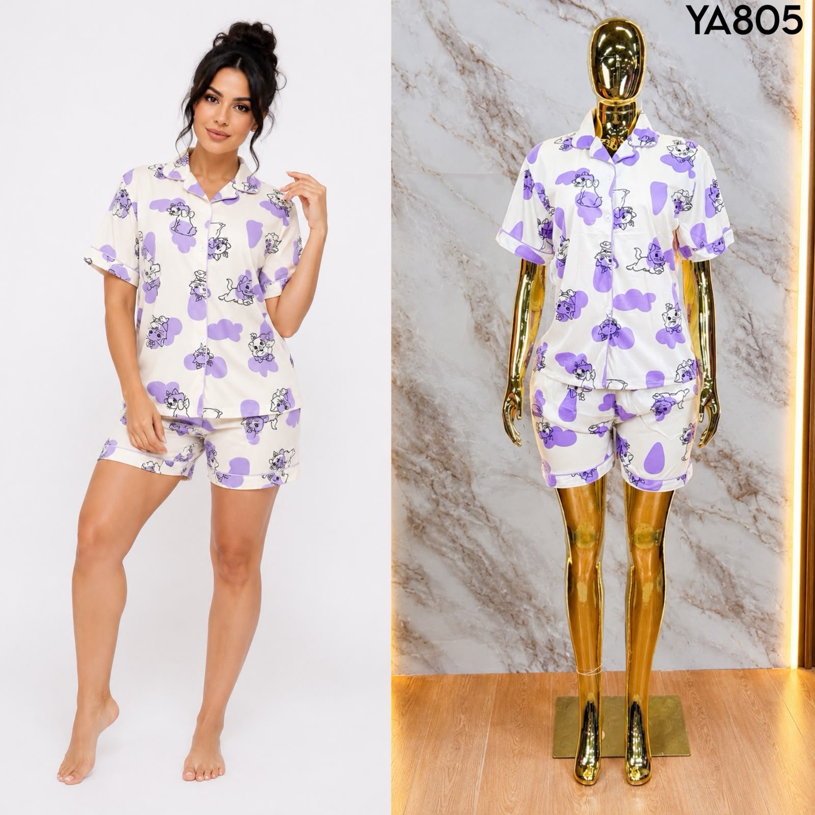 PIJAMA DE CAMISA + SHORT A805 - Image 5