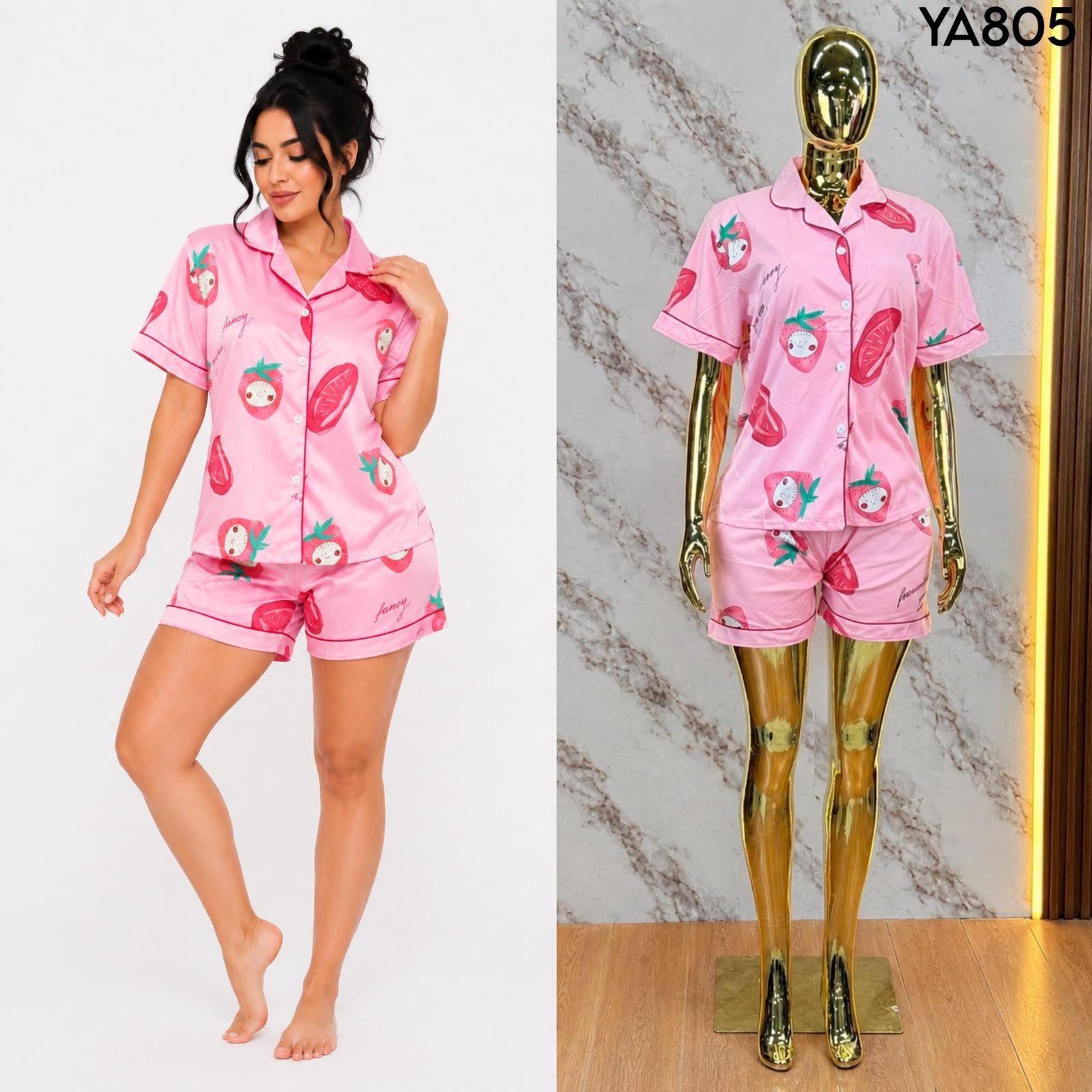 PIJAMA DE CAMISA + SHORT A805 - Image 4