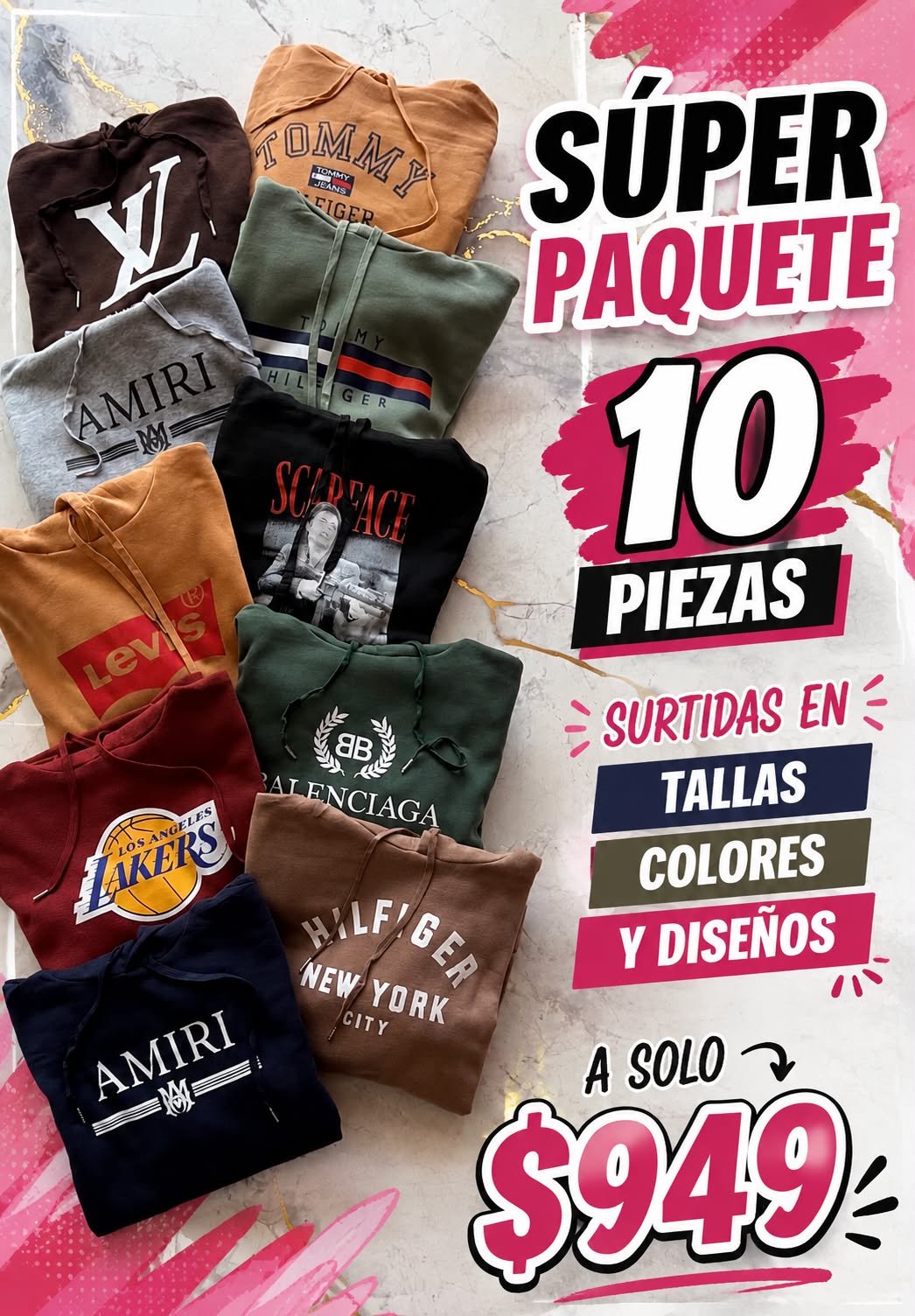 PAQUETE 10 SUDADERAS