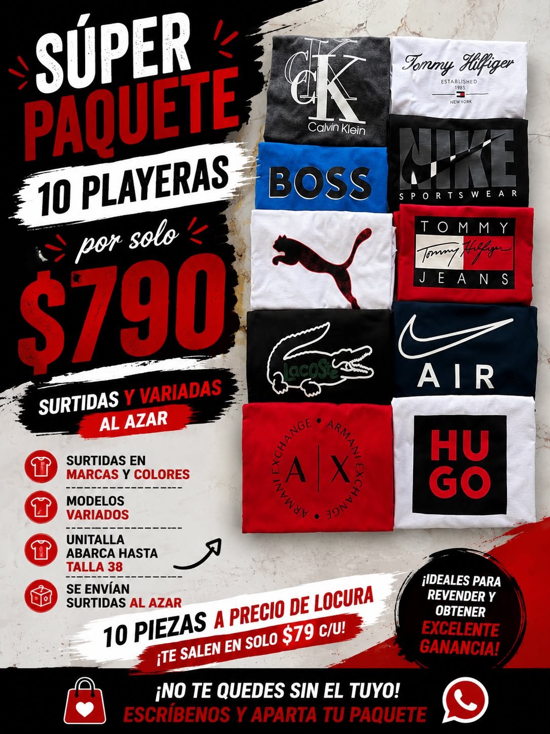 PAQUETE 10 PLAYERAS DTF