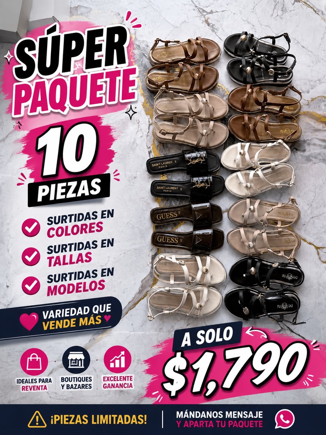 PAQUETE 10 SANDALIAS