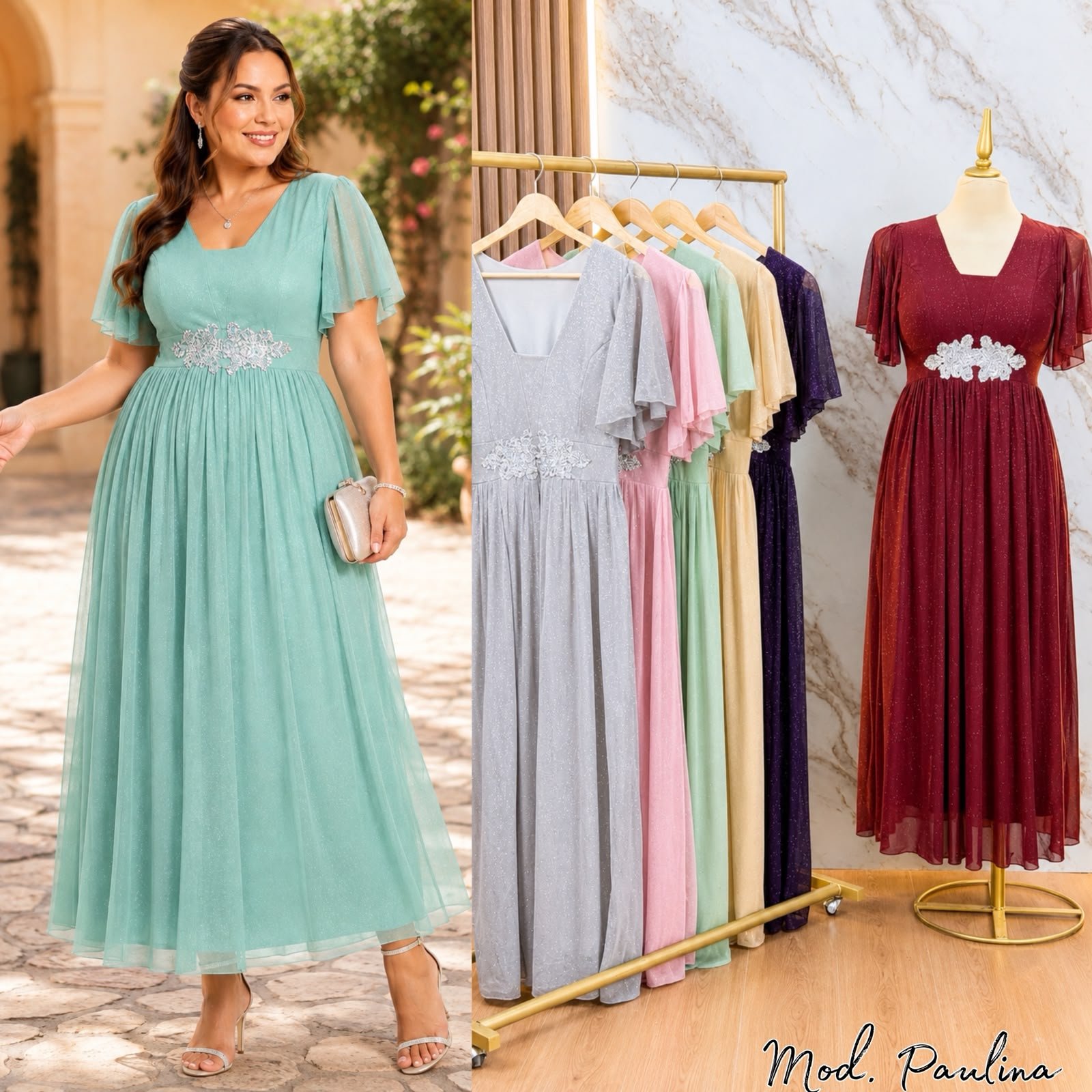 VESTIDO CURVY CON APLICACION PAULINA