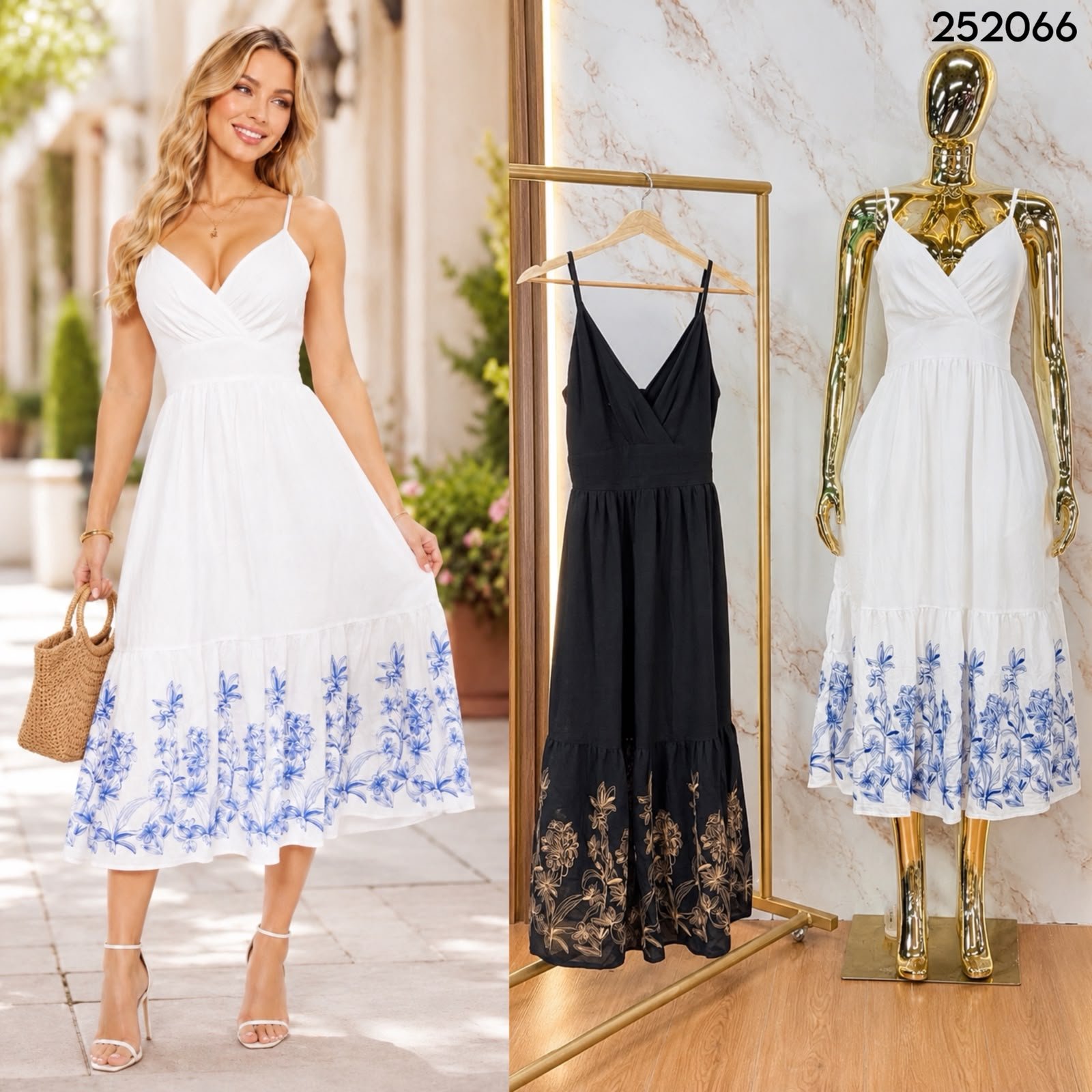 VESTIDO MIDI GRABADO INFERIOR 2066