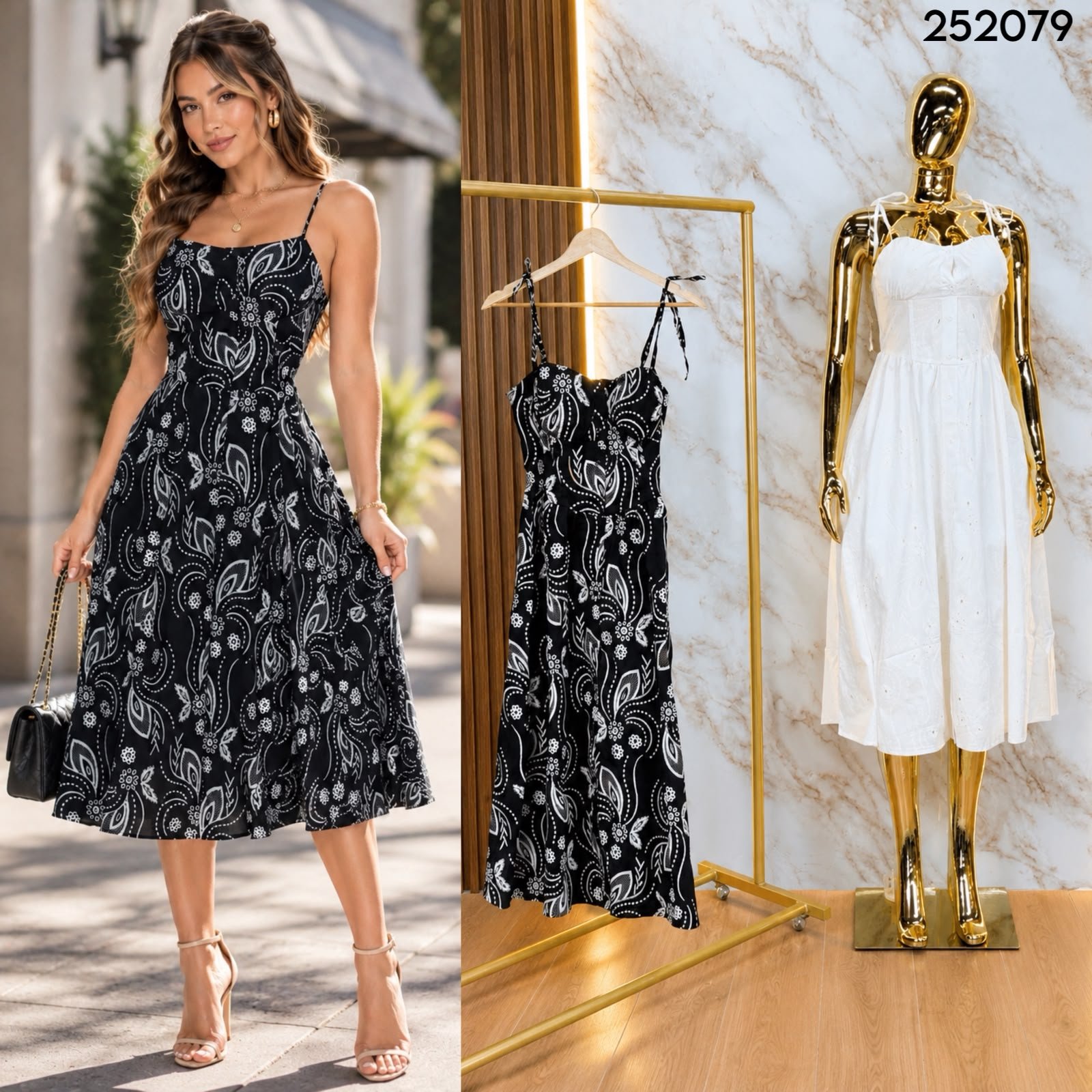 VESTIDO CON DETALLES BORDADOS 2079