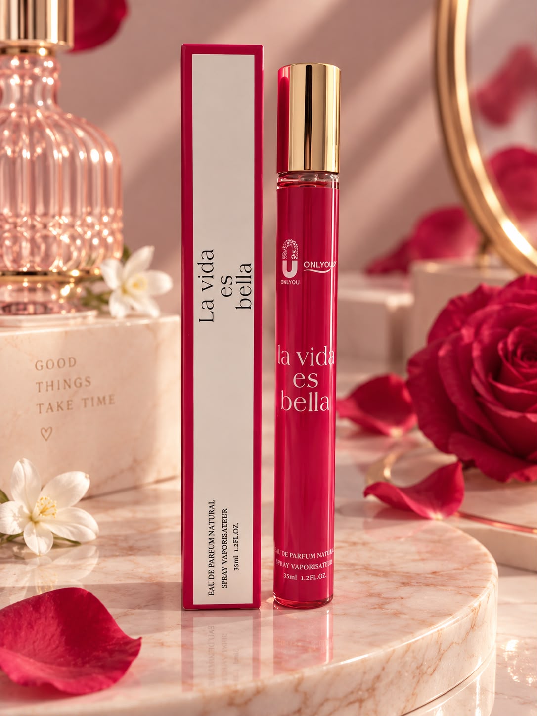 PERFUME DE DAMA LA VIDA ES BELLA ROJO