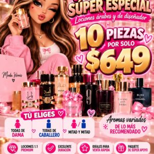 PAQUETE DEL DIA 10 PIEZAS DE LOCIONES